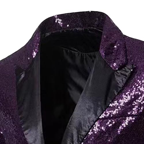 Men's Fashion Sequin Suit Jacket Casual Long Sleeve Button Blazer Jackets Outdoor Prom Sport Coat3