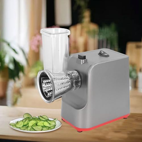 Elektrische Käsereibe, 250 W, 5-in-1-Küchenzerkleinerer, Salatzubereiter, EinSteuerung für Käse, Kartoffeln, Obst und Gemüse (EU-Stecker 220 V)