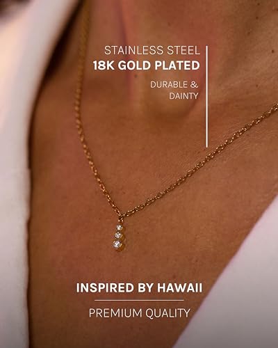 Purelei® Sparkling Necklace – 18K Gold plated stainless steel jewelry – Waterproof chain with sparkling pendants – 16 to 18 inch adjustable length – Fashion jewelry for your individual look3