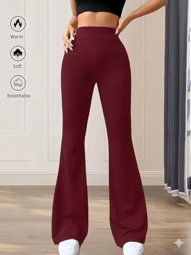 Image of DIAZ Womens Flare Pant High Waist Stretchable Trousers for Women | Bell Bottom Pants for Women | Wide Leg Palazzo Pants | Flared Yoga Pants |Casual Wear Office /Gym Wear Pants-Pack of 1