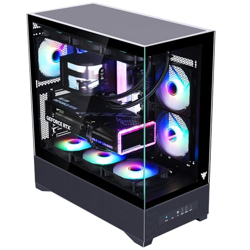 Itek Case Gaming SHOWBUI 37B – Tower ATX con 3 Ventole ARGB 12 cm, USB-C, 2x USB 3.0 e Pannelli Laterale & Frontale in Vetro Temperato