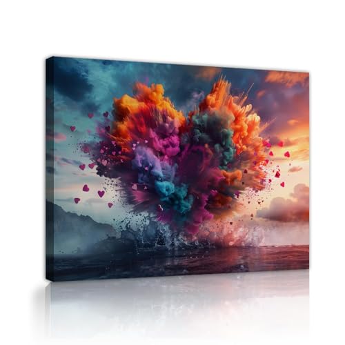 Peinture Décor Intérieure Romantique pour Chambre : Toile Art Mural Coeur Abstrait Créatif