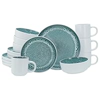 CreaTable, 21652 Uno Mykonos Serviesset, 12-delige serviesset, bordenset van aardewerk, vaatwasser- en magnetronbestendig, Made in Portugal