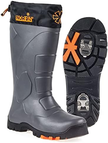 Norfin Klondike 2 - Winter Boots for Fishing, Hunting and Hiking - Anti Slip - Retractable ice Cleats for Added Safety and Protection - Made of EVA Material - Removable Insole, Grey, 13