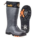 Norfin Klondike 2 - Winter Boots for Fishing, Hunting and Hiking - Anti Slip - Retractable ice Cleats for Added Safety and Protection - Made of EVA Material - Removable Insole, Grey, 13