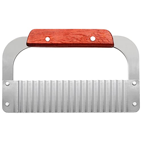 Bonsicoky Wavy Crinkle Cutting Chopping Tools with Wooden Handle, Stainless Steel Wavy Slicer for Veggies, Carrots