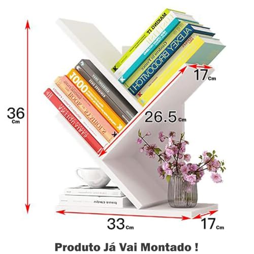 Livreiro Estante Suporte Prateleira P/Livros Revistas Mdf Premium Decor