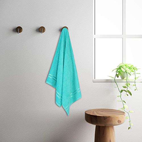 Image of Global Home 100% Cotton Bath Towel II 500 GSM II Lt Blue II 140 X 70 cm - 2pc Set for Gym, Kitchen, Home, Bathroom or Spa, Wash Basin, Hotel