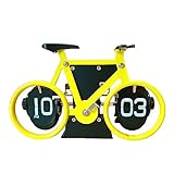 loyfreeyo 置き時計 フリップクロック 自転車型フリップクロック パタパタ時計 回転式時計 卓上時計 機械式デジタルフリップクロック ビンテージデスククロック 電池式 12時間モード 家庭用デスク装飾に最適 入学 新築祝い 贈り物 (イエロー)