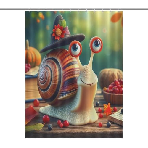 Rideau de douche escargots en polyester 140x183 cm avec 12 crochets - 7