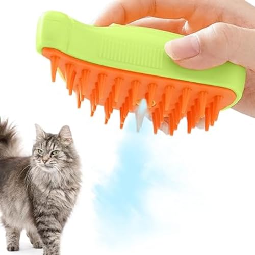 Cepillo Gatos Quitapelo,Cepillo de Vapor 3 en 1 para Gatos,Vepillo de Vapor Autolimpiable,Cepillo de Vapor Multifuncional para Gatos,Peine Eléctrico de Masaje para Mascotas