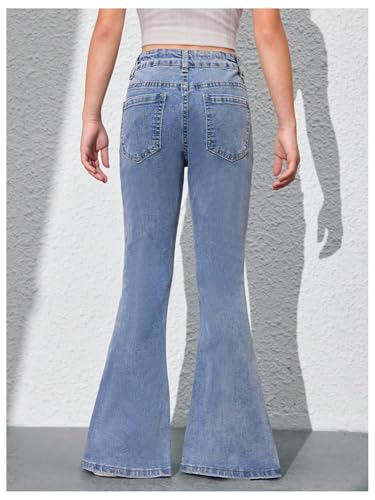 Floerns Girl's Split Hem Flare Leg Denim Pants Pearl Beaded Bell Bottom Jeans2