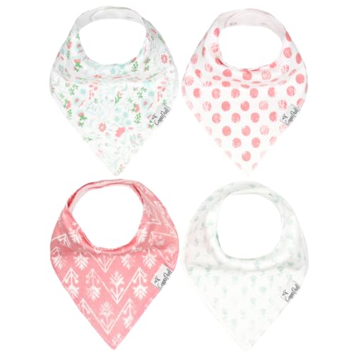 Image of Copper Pearl 4 Pack Soft Cotton Baby Bibs for Drooling and Teething, Absorbent Drool Bibs for Baby Girl, Adjustable to Fit Newborns to Toddlers, Tons of Styles (Claire Set)