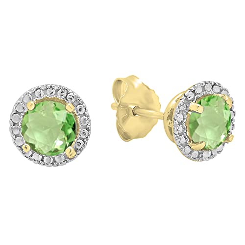 Dazzlingrock Collection 4.5mm Each Round Centre Diamond or Gemstone Surrounded with illusion Halo Stud Earrings for Women in Solid Gold