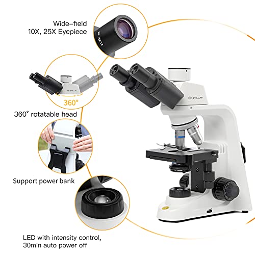 Swift Stellar 1-T Professional Lab Compound Microscope, 40X-2500X Magnification, Siedentopf Trinocular Head, Mechanical Stage, Ultra-Precise Focusing, Camera-Compatible, User And Eco-Friendly Design #TOP1