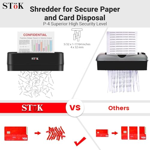 Image of SToK (ST-15CC) 6-Sheet Cross-Cut Paper Shredder for Home & Office, P-4 High Security Level, Super Quiet with Jam Proof System, 12 Liter Bin (One Year Offsite Warranty)