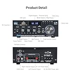 Stereo Receiver & Amplifier Home Audio Amp, AK45 Bluetooth Receiver for Home Stereo, 300Wx2, Bluetooth 5.0, 2 Channel, w/FM & Karaoke, w/USB/SD/RCA/MIC/FM in, w/Remote, for Garage Party Market - Image 4