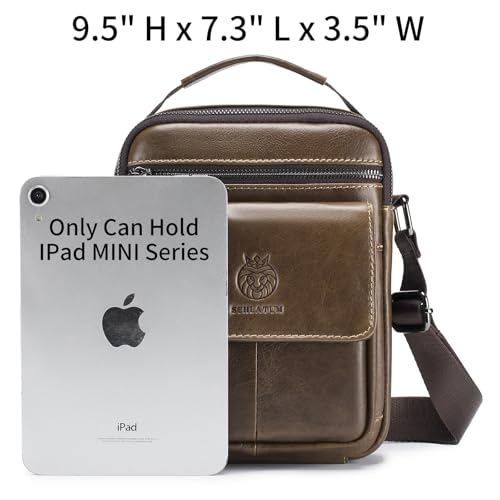 Image of Small Leather Messenger Bag for Men, Man Bag Crossbody, Men's Shoulder Bags Leather Man Purse Handbag