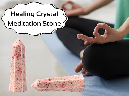 Image of Certified Cinnabarite Crystal Tower Obelisk Point for Chakra, Healing and Balancing - AAA Grade Original Certified Gemstone Agate for Reiki Meditation Yoga Spiritual (3-4 Inches)