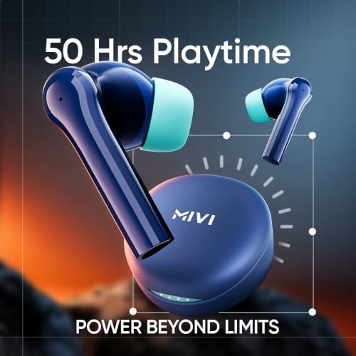 Image of Mivi DuoPods Thunder Earbuds, 60H Playtime, BT 5.3, AI ENC, TWS Buds