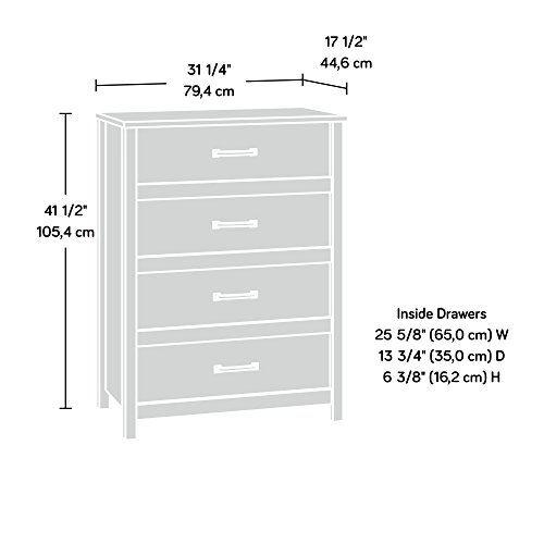 Image of Sauder Cannery Bridge 4-Drawer Chest, L: 31.26 inch x W: 18.58 inch x H: 41.5 inch, Sindoori Mango finish