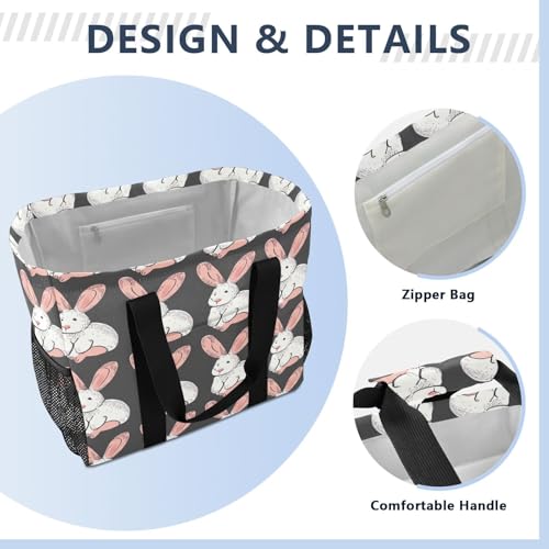 Nander Lovely Rabbits Foldable Tote Bag Waterproof Sandproof Women Beach Bag Handbag Gym Bag Travel Shopping Bag3