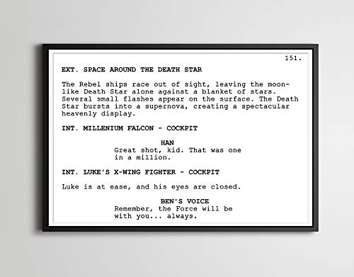 Star Wars Movie Screenplay POSTER! (up to 24" x 36") - Minimalist - Film - Gift - A New Hope - Deathstar - Epic - Luke Skywalker - Han Solo