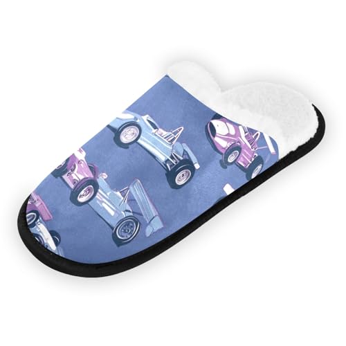 Boccsty Retro Blue White Race Car Spa Slippers Truck House Shoes Memory Foam Indoor Outdoor Home L for Men Woman2