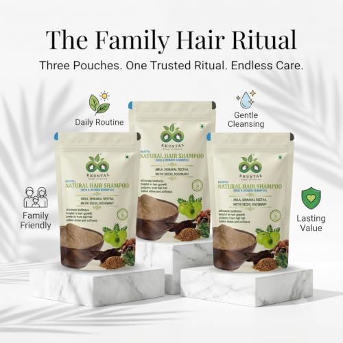 Image of Natural Hair Wash Powder - Family Ritual (Pack of 3, 600 g) | Amla, Reetha, Shikakai, Methi & Rosemary | Helps Reduce Hair Fall & Dandruff | Sulphate-Free Hair Cleanser for Stronger, Healthier Looking Hair