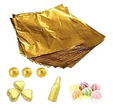 Color: oro; Tamaño: 10 cm x 10 cm; Material: papel de aluminio; El paquete incluye: 100 piezas de cada pedido.