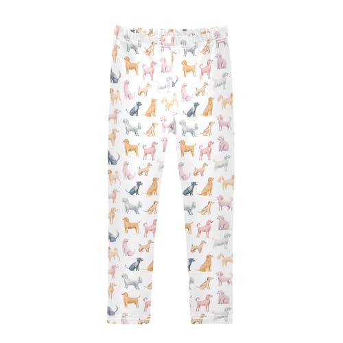 Cute Dog Pattern Girls Leggings Kids Yoga Pants Athletic Tights Pants 4-10 Years