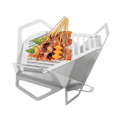 Brasero Plegable con Función De Parrilla - Brasero Plano Plegable para Jardín Y Camping Calentador Portátil para Exteriores - Ideal para Barbacoa Y Patio