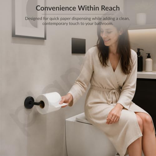 Image of Plantex Stainless Steel Black Powder Coating Bathroom Toilet Paper Holder /Toilet Tissue Holder for Washroom /Kitchen /Bathroom Accessories (Black)