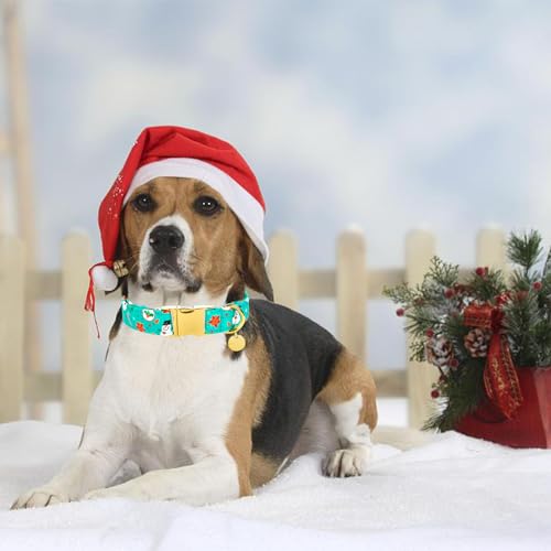 Image of Christmas Dog Collar, Cotton Christmas Collar for Puppy Girl Dog or Cat, Green Dog Collar Flower with Durable Metal Buckle, Christmas Snowman Gift Pet Collar, XL