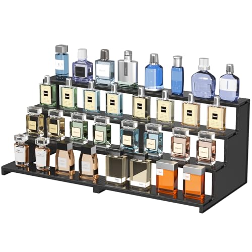 Lifewit Perfume Organizer Bedroom Decor Cologne Cupcake Stand Tool-Free Assembly Makeup Display Shelf for Vanity Bathroom Counter Storage Black 30 cm/12 2 Pcs