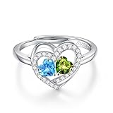 Iefil March August Birthstone Rings, Aquamarine Peridot Birthstone Jewelry, Anniversary Wife Gifts, Anniversary Women Gifts, Anniversary Girlfriend Gifts, Rings Gifts for Wife Women, Green