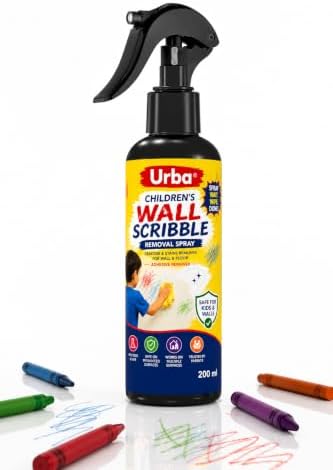 URBA® Children's Wall Scribble Removal Spray 200 ml | Removes Crayon, Marker & Pencil Marks | Wall Cleaner for Painted Walls, Doors & Washable Surfaces | Spray, Wait & Wipe | Fresh Fragrance