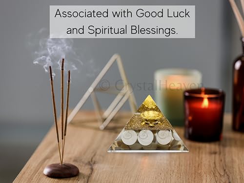 Image of Crystal Heaven Gomti Chakra Pyramid With Turtle-Orgone Pyramid For Positive Energy,Vastu,Reiki And Chakra Healing