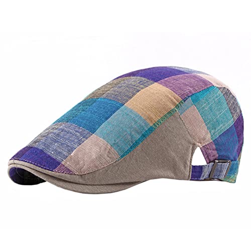 Vobozeany Boina De Hombre Verano Gorra Plana Algodón Ligero Respirable Gorra de Vendedor de Periódicos Sombreros Casual Cover