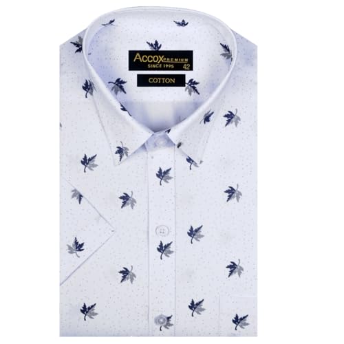 Image of ACCOX Men's Breathable Cotton Half Sleeves Regular Fit Printed Formal Shirt for Men (GCR149)