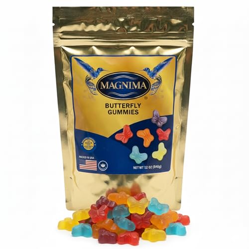 Butterfly Gummies ǀ Assorted Fruit Flavors ǀ Gluten-Free, Fat-Free, Soft & Chewy Texture ǀ Fun Gourmet Snack ǀ 12oz Resealable Pouch