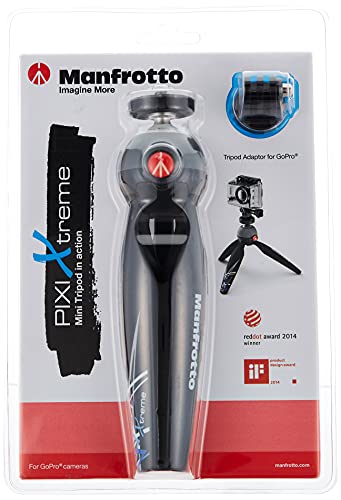 Manfrotto Pixi Xtreme - Mini trípode con adaptador para GoPRO, negro