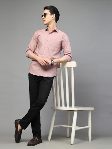 Image of Majestic Man Solid Cotton Casual Shirt - Slim Fit, Full Sleeves, Premium Button Closure