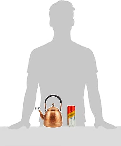 Miniatura 4 de Funmaker Tetera de cobre macizo hecha a mano, tetera de cobre martillado, tetera gruesa de cobre martillado, tetera hecha para estufas de gas,