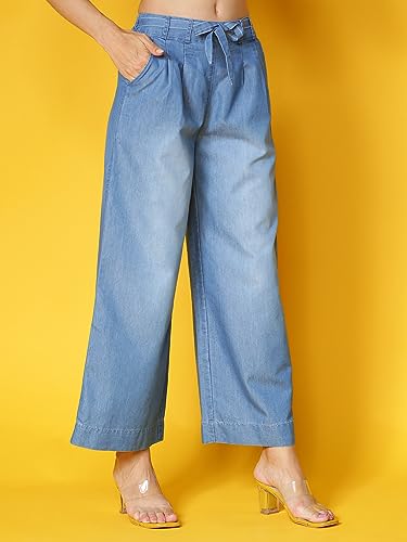 Image of NOVIO Cotton Blend Women Mid Rise Fashion Palazzo for Women