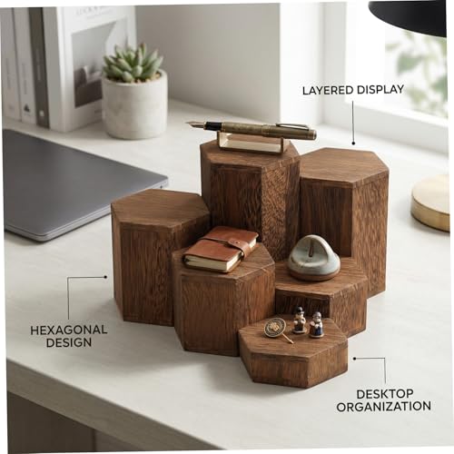 Présentoir hexagonal en bois : base de rangement pour bijoux et figurines - 6