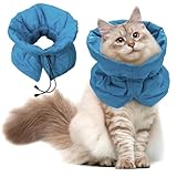 Picture of Cat Recovery Collar, Soft Adjustable Cat Cone Alternative, Lightweight Waterproof Fasteners Collars for Cats Kittens Puppies, After Surgery Stop Licking and Daily Use (Lake Blue, S(Neck5.5-9.8"))
