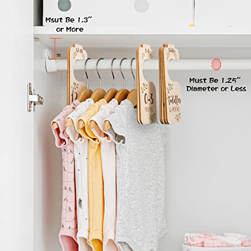 Baby Closet Dividers for Clothes Organizer - Set of 8 Beautiful Wooden Double-Sided Baby Clothes Size Hanger Organizer from Newborn to 24 Months for Boho Nursery Decor - Thumbnail 6