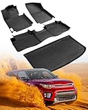 DiffCar® for Kia Soul Floor Mats & Cargo Liner 2014 2015 2016 2017 2018 2019 (Not for Hybrid) | All-Weather Custom Fit Car Accessories for Kia Soul Interior Protection | TPE Floor Trunk Mats 4PCS Set
