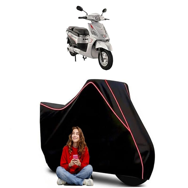 Image of Electric NYX HS500 ER Scooty Bike Cover Water Resistant Outdoor Use Universal Fit Scooters Motorcycles Heavy Duty UV Protection Dust Rain Scratch Resistant Elastic Bottom Black Blue Piping